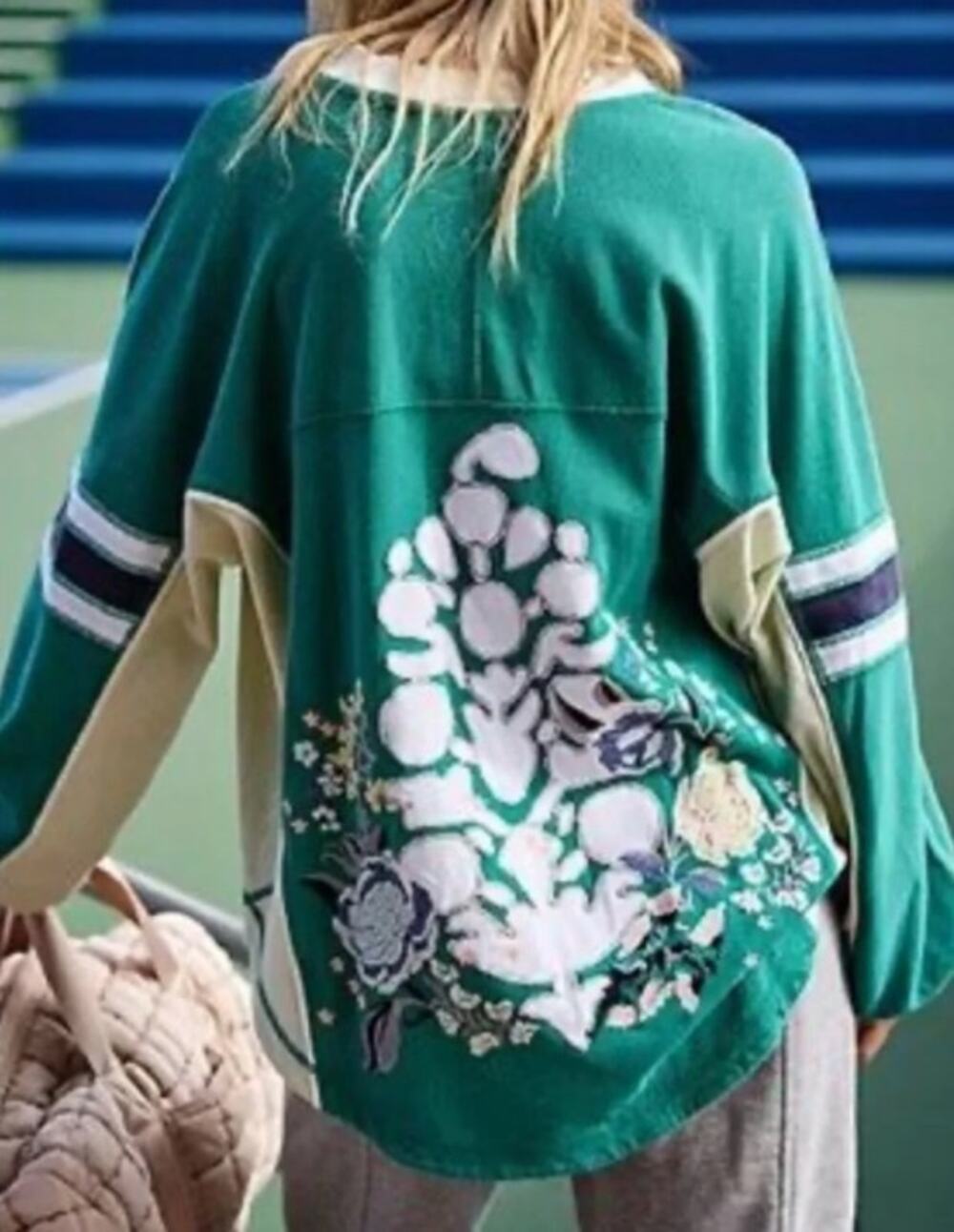032 NWT Free People Movement Rugby Ready Logo Layer | Green | M